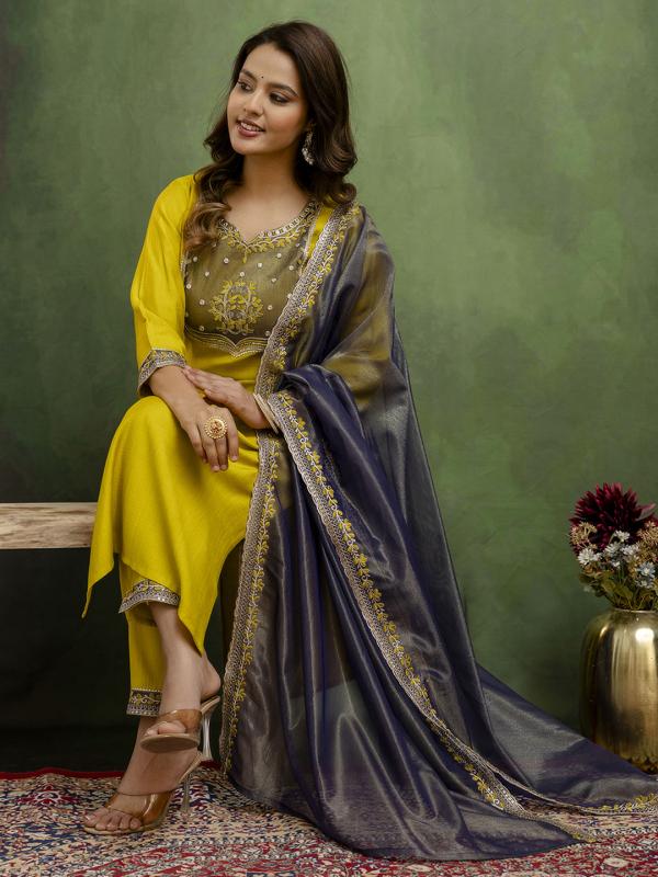 VP 9715 L Women's Silk Blend Embroidered Kurta Pant with Dupatta Set Sale price Rs.1,999.00 Regular price Rs.4,999.00